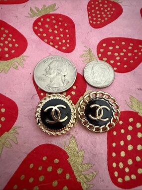 Chanel Gold & Black CC Logo Buttons. Set of two different styles